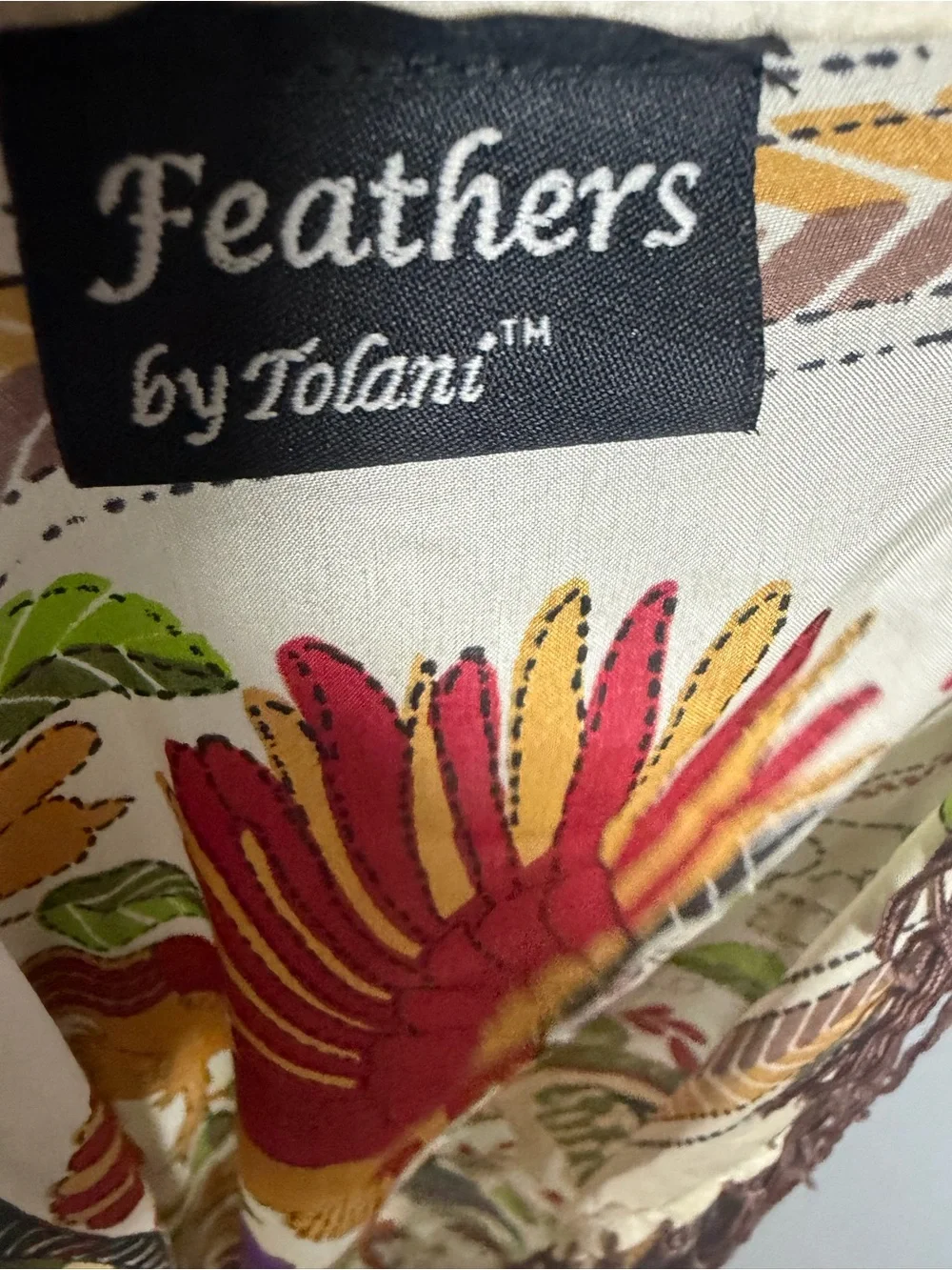 Tolani Cream Shawl with Multicolor Floral & Bird Embroidery